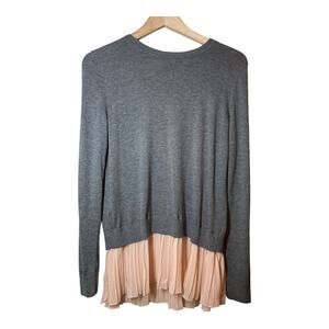 Chelsea28 Gray Pink Mixed Media Sweater Split Back Balletcore Small